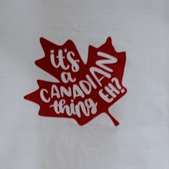 "It's A Canadian Thing, Eh?" Leaf Print Crew Neck T-Shirt - Picture 2 of 7